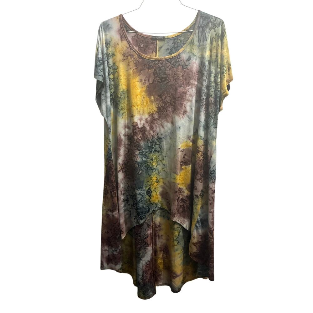 Cha Cha Vente Tie Dye High Low Tunic Top Boho Asymmetric Dress Plus Size 3X